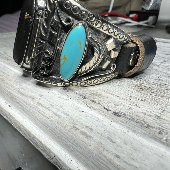 APPLE WATCHBAND SS/Turquoise Native American - Picture 7 of 9